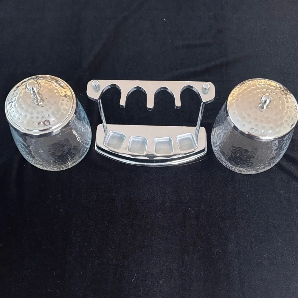 Silver Bath Accessory Set and Wall Art